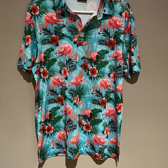 Yatta Golf Men’s Medium Flamingo Golf Polo - Picture 2 of 6